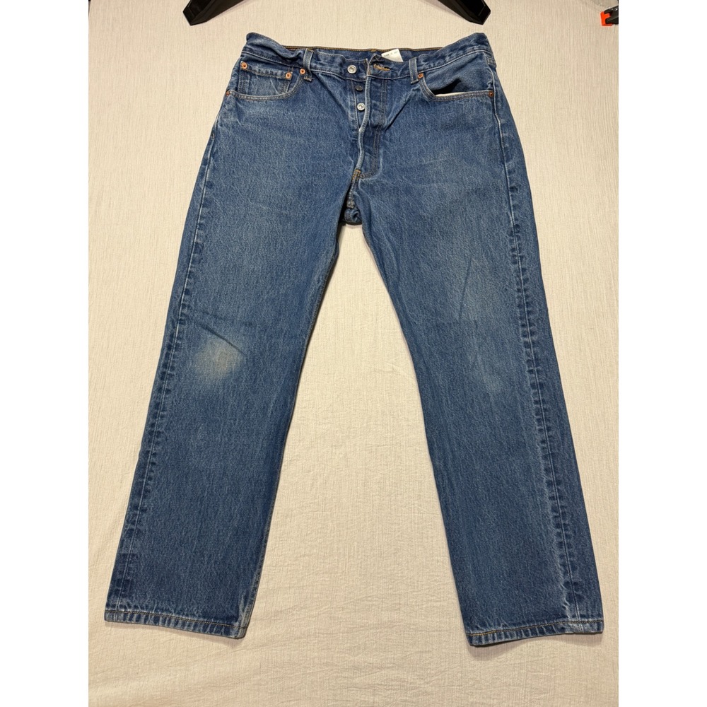 Levi's 501 XX Mens Straight Leg Blue Denim Button Fly Jeans W35 L31 Medium Wash